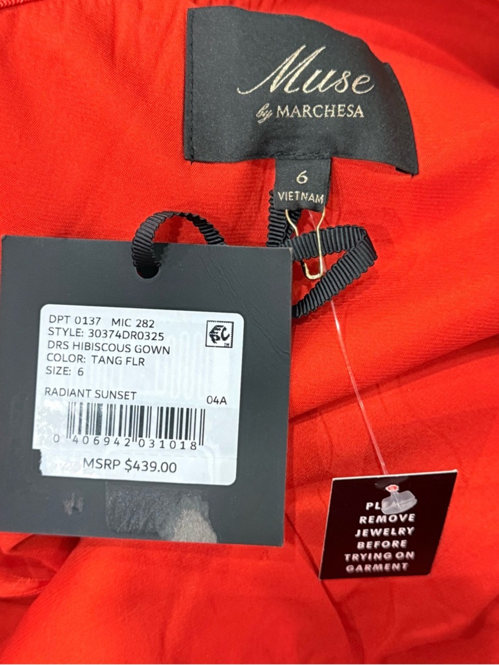 Muse By Marchesa Sz 6 One Shoulder Tangerine Floral Evening Gown Dress NWT $439 - Picture 14 of 16